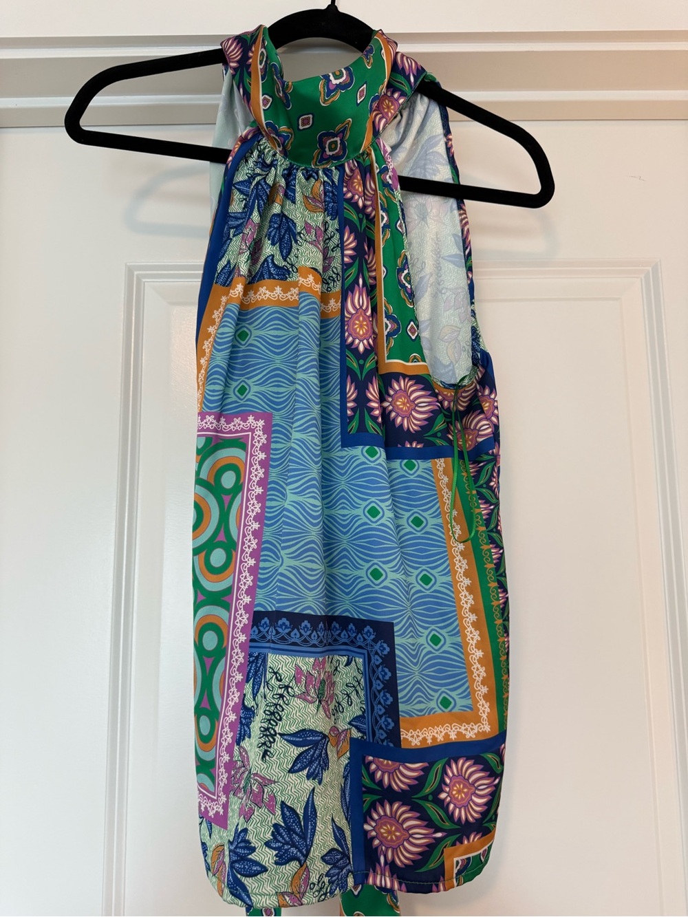 Rachel Zoe Multicolor Patchwork Halter Blouse - Blue & Green